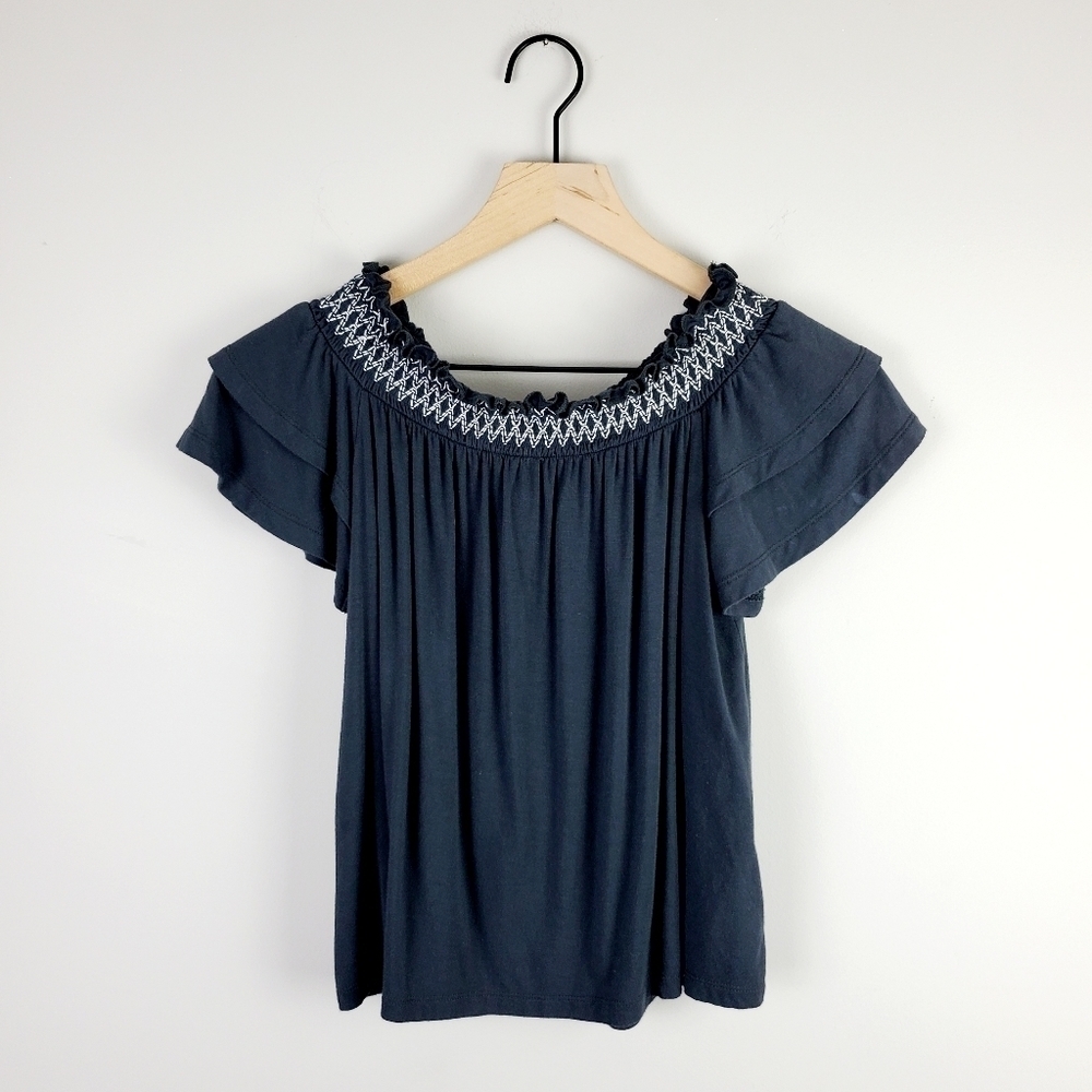 American Eagle Gray White Top XS